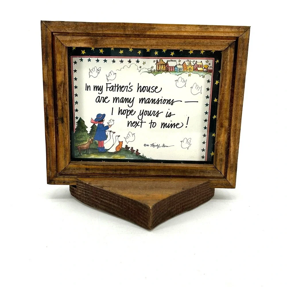 In My Fathers House Friendship Quote Wood Framed Art Gift with Heart Stand 2000